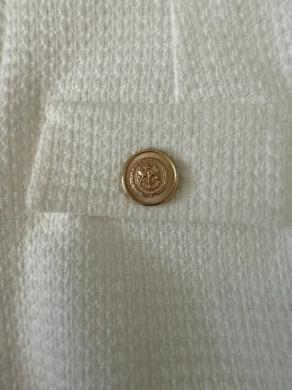ZARA Textured Tweed Skort – XS- White/Gold Accents- Mini Skort